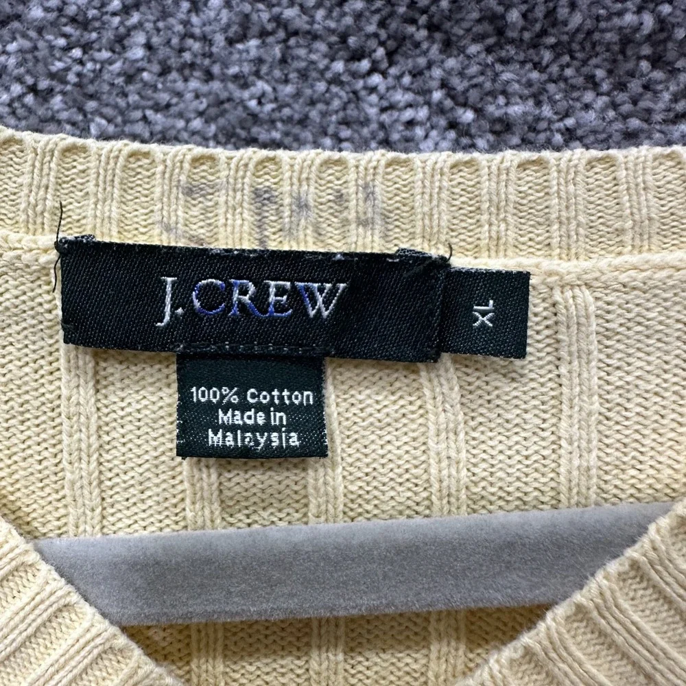 J Crew Pullover‎ Sweater Men XL Yellow Ribbed V Neck Long Sleeve Heavy Cotton